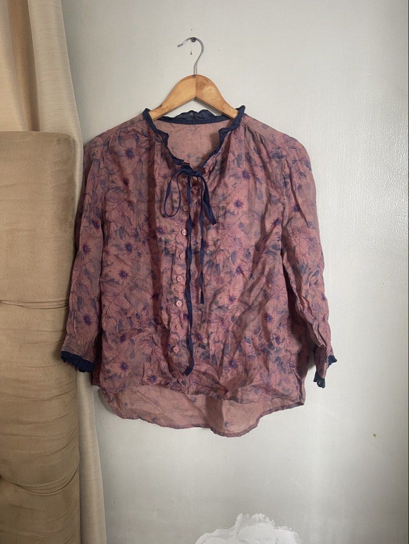 Mauve blouse (Category: Blouses) located in Quezon City. Submitted by booktt (Listing ID 1466182463, Image 2). Description: 1st photo grabbed fr net mauve-pink, semi-sheer button-down blouse.