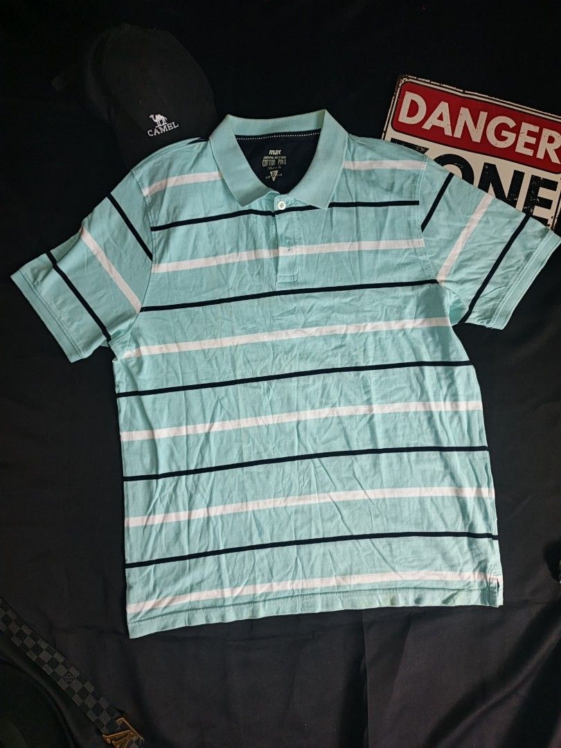 2 PCS Max Essential Selection Cotton Polo Shirt (Category: Tshirts & Polo Shirts ) located in Batangas. Submitted by mysticphoenix_c7726d (Listing ID 1466335858, Image 3). Description: - Brand/Style: Max cotton polo shirt - Pattern: Classic striped design - Neckline: Collar with button placket - Size: XXL (Relaxed fit) - Material: Breathable fabric - Ideal for: Everyday casual wear -BUY 1 TAKE 1.