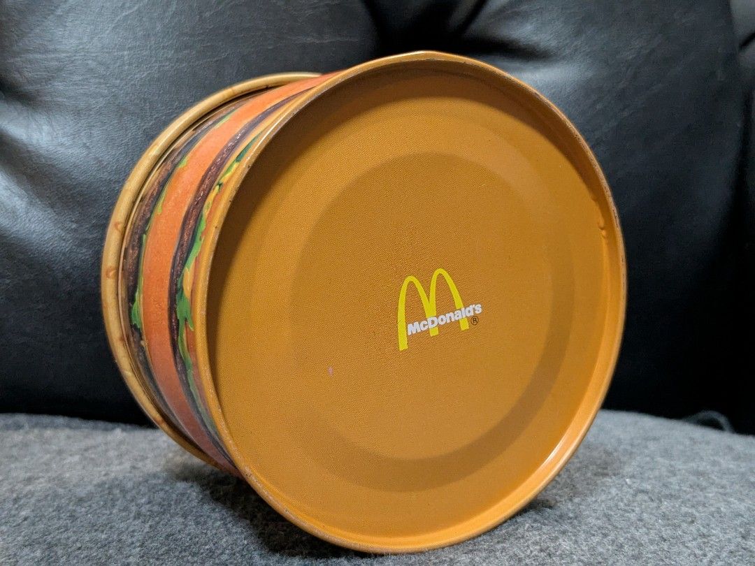 McDonald's Big Mac Tin Case with Lid (Category: Vintage Collectibles) located in Makati City. Submitted by thepatentedmill.ph (Listing ID 1466164487, Image 2). Description: - McDonald's Big Mac Tin Case with Lid - Rare Mcdonald Collectible - 7/10 Overall Cosmetics due to aged and usage - Good for Mcdonalds and 90's Collectors - Perfect for Display, Props or Collectible - Price: 1,750.00 RFS: Decluttering.