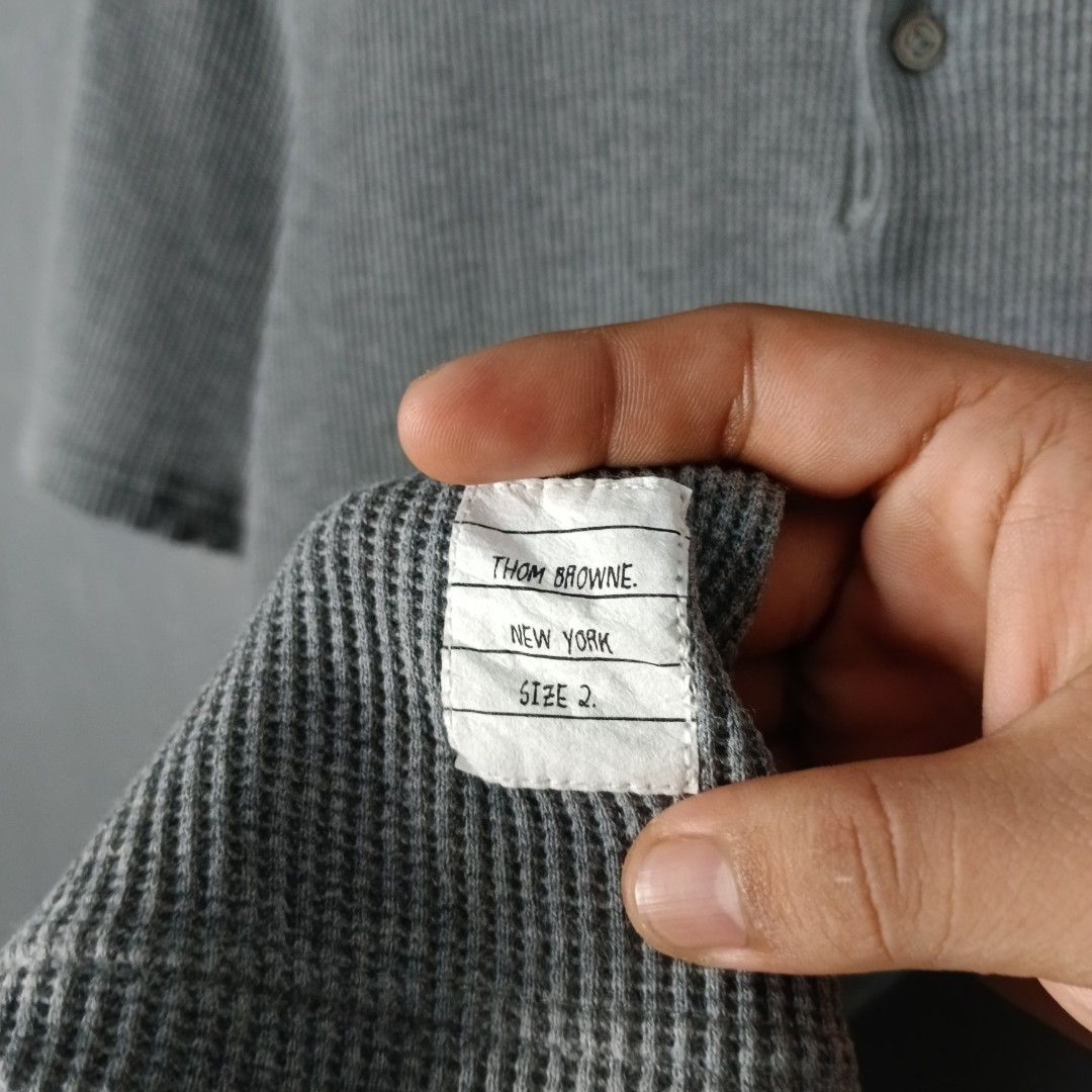 Men's - Thom Browne (Category: Tshirts & Polo Shirts ) located in Bacolod City. Submitted by drop.ph (Listing ID 1466204816, Image 3). Description: Thom Browne - Waffle Knit Polo *Fits S - 18.5x24.5, 25.5 Back *Excellent *No Flaws *Price: 1,000php *Add SF if outside Bacolod City .