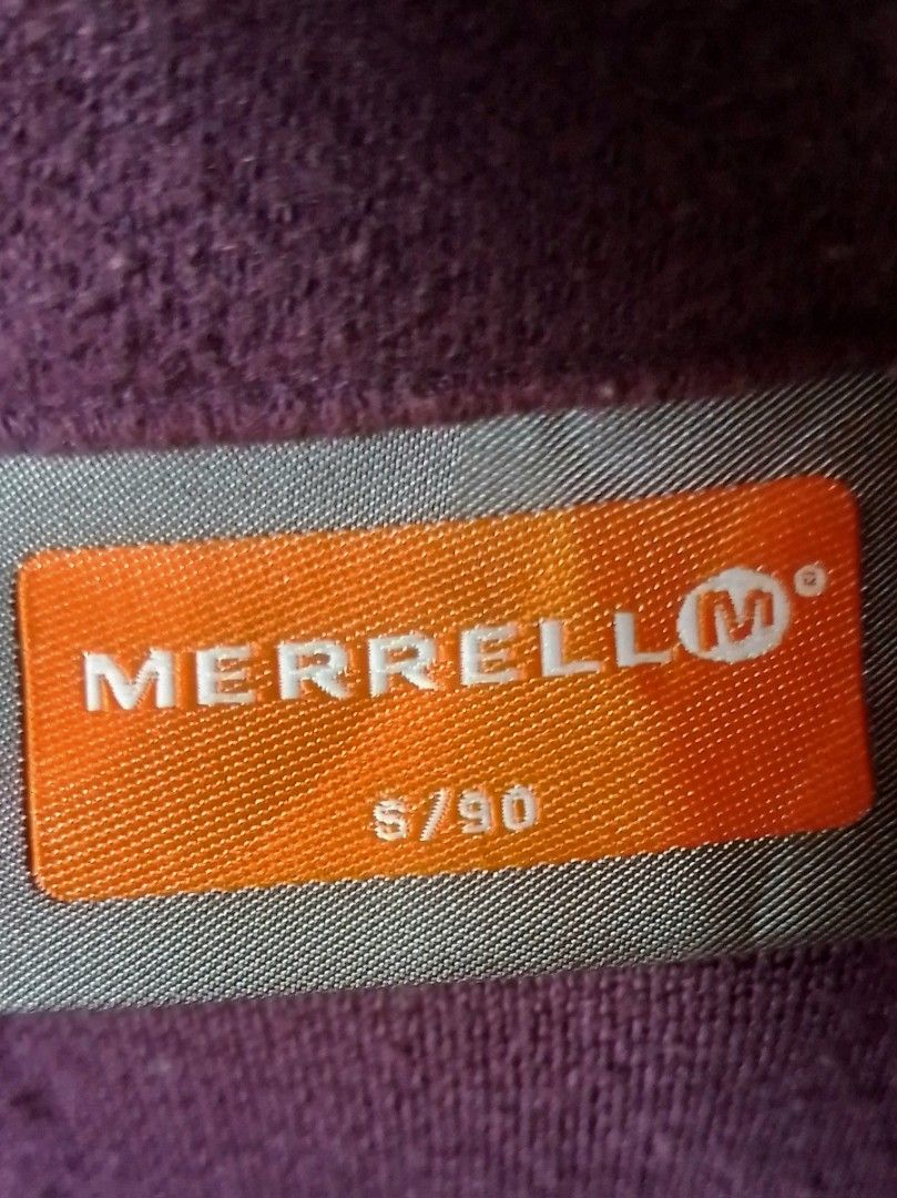 Merrell Purple Quarter Zip Fleece Pullover Size S 90 (Category: Coats, Jackets and Outerwear) located in Cagayan de Oro. Submitted by jublamerba95478 (Listing ID 1466174116, Image 3). Description: - Brand: Merrell - Color: Purple with striped raglan sleeves - Size: S / 90 - Material: Comfortable polyester and cotton blend - Details: Quarter-zip closure with high collar and small embroidered chest logo - Condition/Use: Great outdoor layering piece