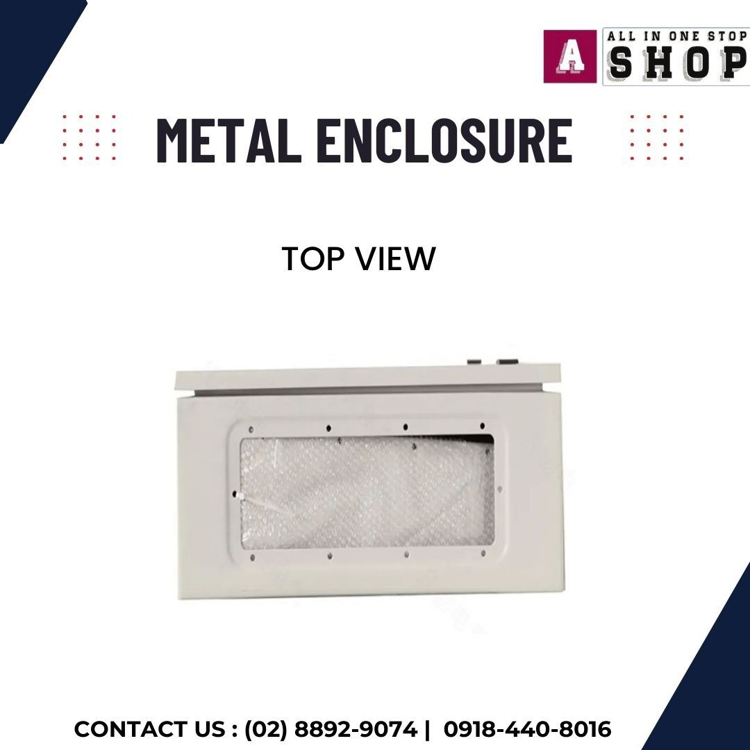 Metal Enclosure Electrical Cabinet Box Front Back Top View (Category: Office & Business Technology) located in Caloocan City. Submitted by jcs_ra_892 (Listing ID 1466160100, Image 2). Description: - Durable grey metal electrical enclosure box designed for heavy-duty industrial use - Features a secure hinged door equipped with dual locks for safety - Includes a high-visibility orange mounting backplate inside - Bottom cable entry plate comes with 