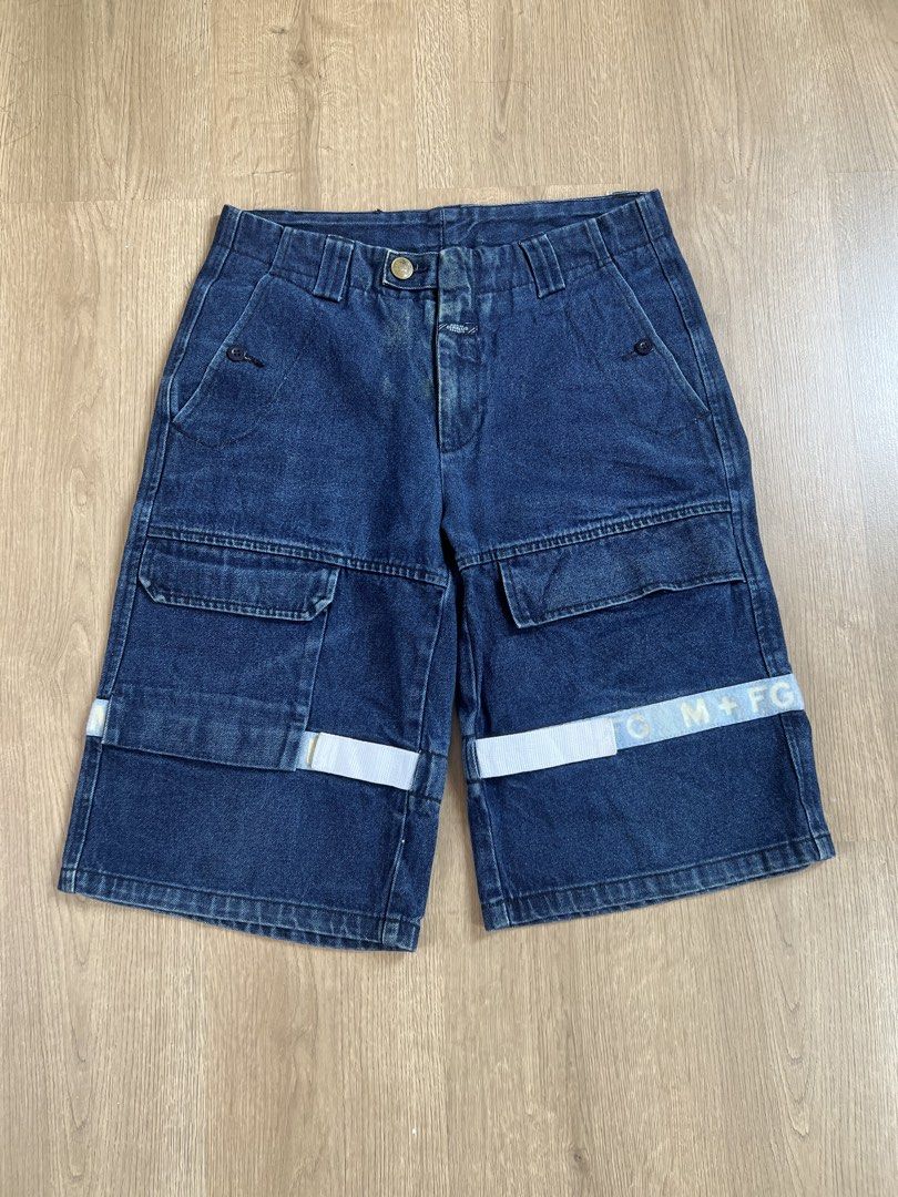 MFG DENIM JORTS (Category: Shorts) located in Angeles City. Submitted by mark.happenss (Listing ID 1466217461, Image 2). Description: MARITHÉ FRANÇOIS GIRBAUD (M+FG) SHUTTLE TAPE DENIM SHORTS Waist:32 Length:25 Thigh:13 Hem:12 .