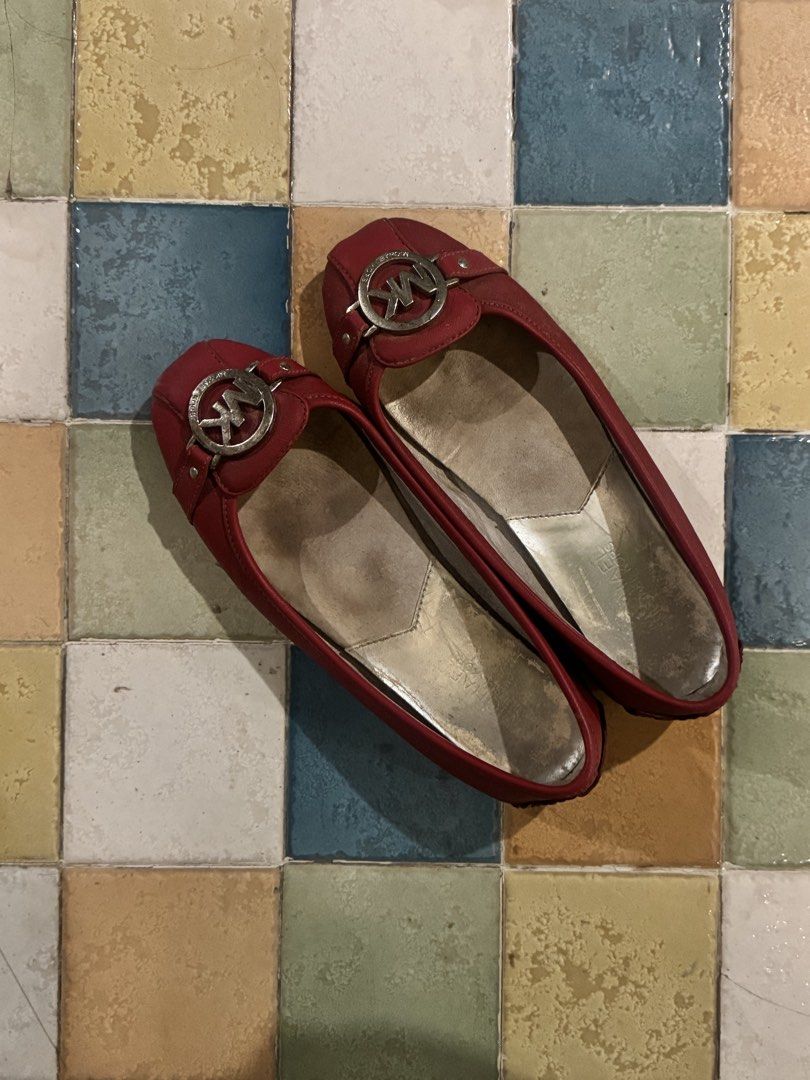 Michael Kors (MK) vintage red flats (Category: Flats & Sandals) located in Manila. Submitted by namiskyumi (Listing ID 1466302198, Image 1). Description: - original Mk shoes - size 40/41 - with a buckle MK logo.