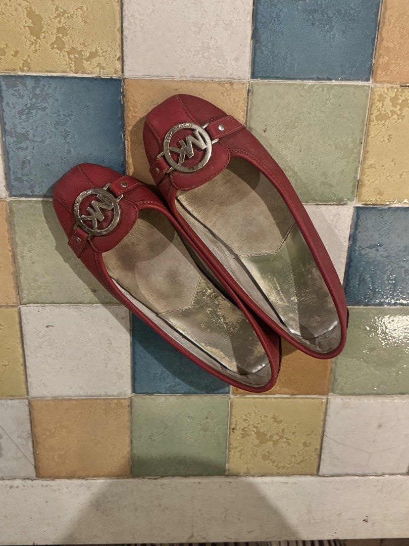 Michael Kors (MK) vintage red flats (Category: Flats & Sandals) located in Manila. Submitted by namiskyumi (Listing ID 1466302198, Image 2). Description: - original Mk shoes - size 40/41 - with a buckle MK logo.