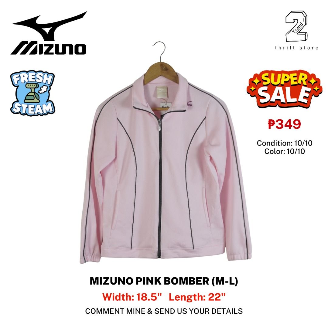 Mizuno Pink Jersey Bomber Jacket Medium Weight (M-L) (Category: Coats, Jackets and Outerwear) located in Marikina City. Submitted by 2trend_thrift (Listing ID 1466309757, Image 1). Description: .