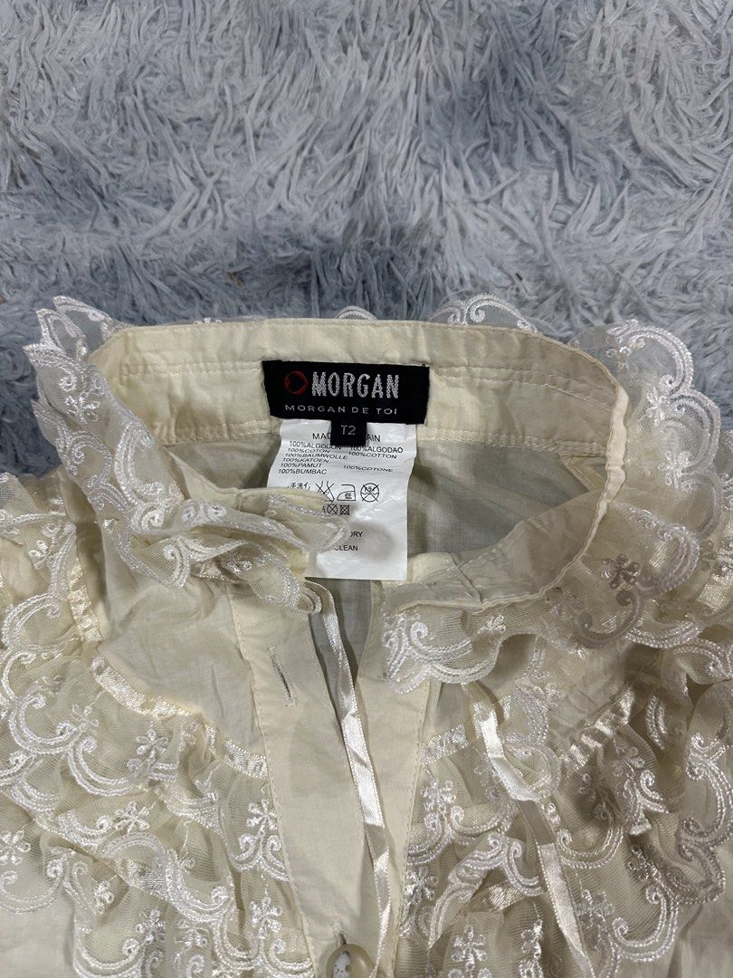 Morgan De Toi Y2K Victorian Blouse (Category: Blouses) located in Baao. Submitted by revamped.co (Listing ID 1466251584, Image 2). Description: Morgan De Toi Y2K Victorian Blouse Excellent Condition Fits Medium 18 by 22 Inches issue Missing 1 Button.