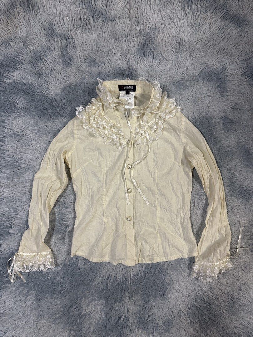 Morgan De Toi Y2K Victorian Blouse (Category: Blouses) located in Baao. Submitted by revamped.co (Listing ID 1466251584, Image 1). Description: Morgan De Toi Y2K Victorian Blouse Excellent Condition Fits Medium 18 by 22 Inches issue Missing 1 Button.