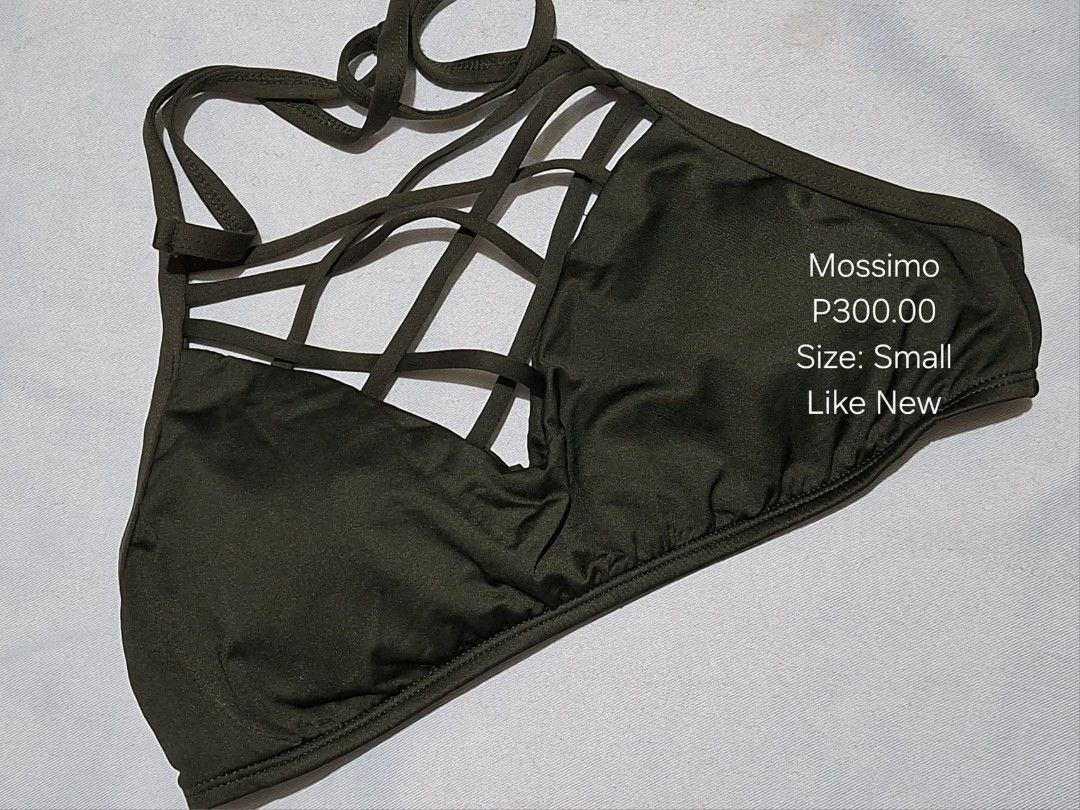 Mossimo Strappy Bikini Top (Category: Bikinis & Swimsuits) located in Silay City. Submitted by rje16 (Listing ID 1466186046, Image 1). Description: Mossimo Strappy Bikini Top - Size Small ✨️Like new condition ✨️Trendy strappy design ✨️Olive green color 🔖Price: P350 (negotiable) 📍Location: Silay City, Negros Occidental RFS: Decluterring.