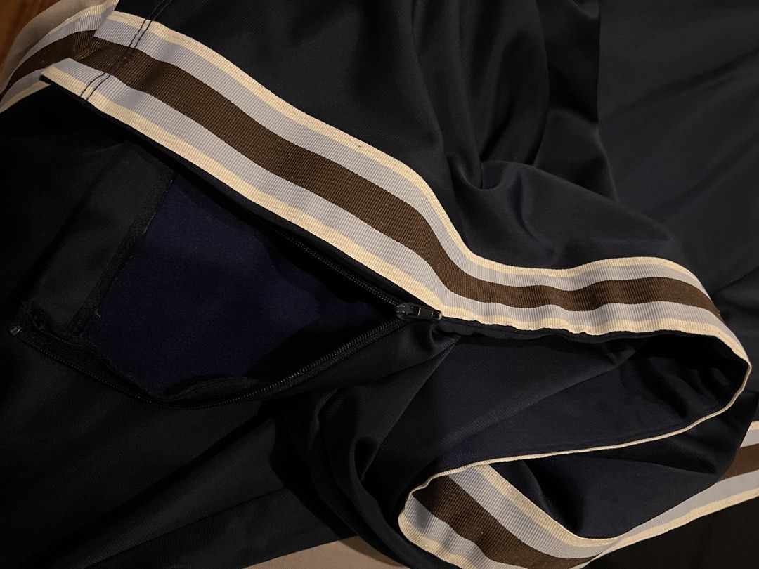 Navy blue wide leg jogging pants (Category: Other Bottoms) located in Makati City. Submitted by nwcloset (Listing ID 1466247042, Image 3). Description: Waist - 27 inches Length - 39 inches Zipper on both sides No flaws.