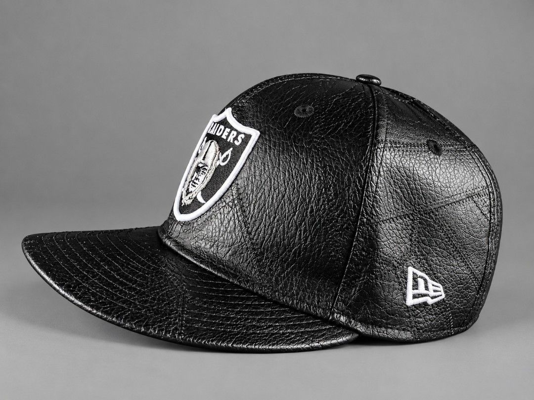 NEW ERA 9FIFTY RAIDERS LEATHER SNAPBACK (Category: Caps & Hats) located in Zamboanga. Submitted by thriftbyeems (Listing ID 1466217723, Image 2). Description: ‼️FOR SALE‼️ NEW ERA 9FIFTY RAIDERS SNAPBACK LEATHER ✔ MEDIUM-LARGE SIZE ✔ AUTHENTIC ✔ 10/10 CONDITION ✔ PURE LEATHER ✔ HEARING OFFER PO AKO, PM LANG PO MGA SIR! 📲 PS: Complete pa mga stickers nyan, tinanggal ko lang po..
