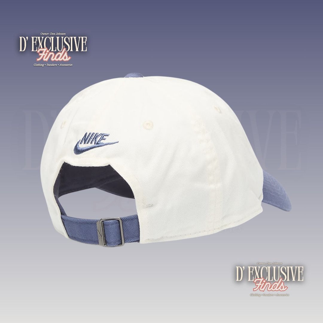 Nike Club Unstructured JDI Cap "Sail Diffused Blue" Size: M/L (Category: Caps & Hats) located in Quezon City. Submitted by _dnjhnsn (Listing ID 1466270989, Image 3). Description: ❗ FOR SALE❗❗ON-HAND❗ ✅₱900 only + Delivery fee✅ ❌₱1,045 Retail Price❌ Nike Club Unstructured JDI Cap Size: M/L only Color: Sail/Diffused Blue/Diffused Blue Style: FB5370-139 Stock: Last 1 only Product Details: - Embroidered "Just Do It." on the crown - Embroidered Futura