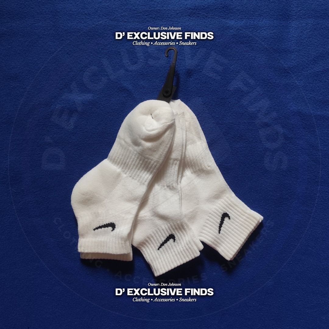 Nike Everyday Cushioned Training Ankle Socks "White" Size: Medium (Category: Socks) located in Quezon City. Submitted by _dnjhnsn (Listing ID 1466284182, Image 3). Description: ❗FOR SALE ❗❗ON HAND❗ ✅₱350 only - 1 Pair + Shipping Fee✅ ✅₱700 only - 2 Pairs + Shipping Fee✅ ✅₱920 only - 3 Pairs + Shipping Fee✅ Nike Everyday Cushioned Training Ankle Socks Size: Medium only Guide Size of MEDIUM: Kids - 5Y-7Y Women's - US 6-10 Men's - US 6-8 Color: Whit