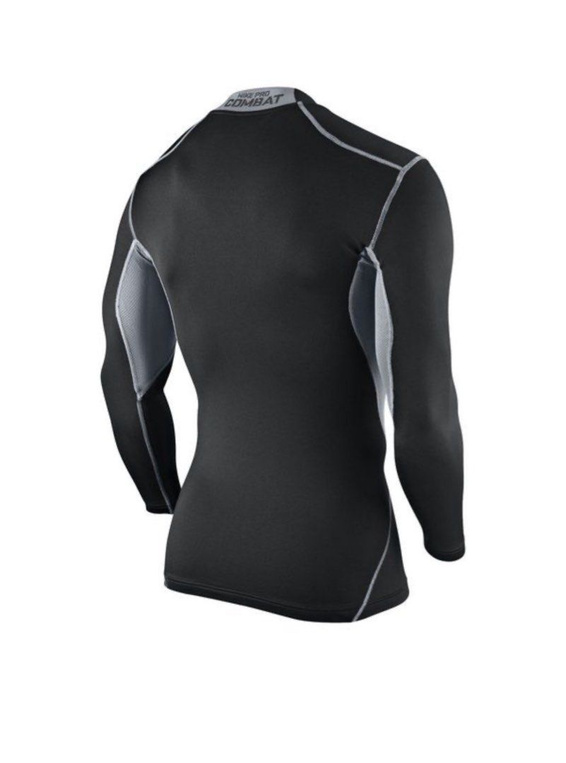 Nike Pro Combat Dri-Fit Compression Shirt (Category: Activewear) located in Cavite. Submitted by jamstore89 (Listing ID 1466200391, Image 2). Description: - Brand: Nike Pro Combat Dimes: 22x29” P600 Paranaque - Item: Long-sleeve compression shirt - Color: Black with gray mesh side panels - Size: L (Best for chest 105cm, height 175-185cm) - Material: 88% Polyester, 12% Spandex - Technology: Dri-Fit fabric for sweat-wicking and comfort - Ideal for: