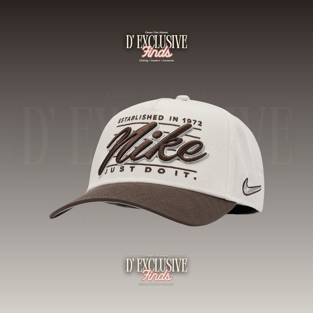 Nike Rise Structured A-Frame Cap "Sail/Ironstone" Size: M/L (Category: Caps & Hats) located in Quezon City. Submitted by _dnjhnsn (Listing ID 1466271664, Image 1). Description: ❗ FOR SALE ONLY❗❗ON-HAND❗ ✅₱2,295 only + Delivery fee✅ ✅₱2,295 only + Delivery fee✅ Nike Rise Structured A-Frame Cap Size: M/L only Color: Sail/Ironstone/Metallic Silver Style: IQ1437-133 Product Details: - Embroidered 3D script adds a premium touch to this Rise cap. - The