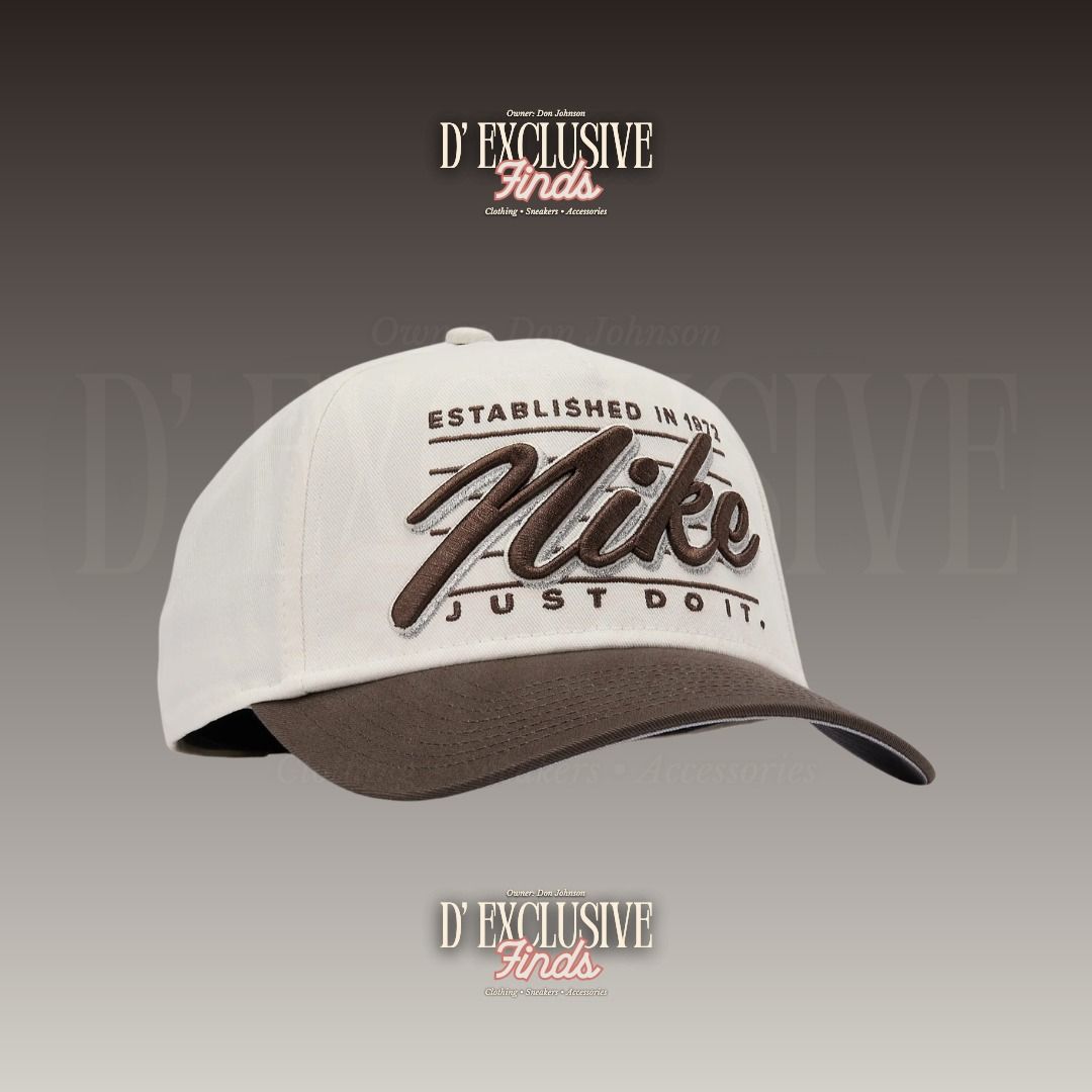Nike Rise Structured A-Frame Cap "Sail/Ironstone" Size: M/L (Category: Caps & Hats) located in Quezon City. Submitted by _dnjhnsn (Listing ID 1466271664, Image 2). Description: ❗ FOR SALE ONLY❗❗ON-HAND❗ ✅₱2,295 only + Delivery fee✅ ✅₱2,295 only + Delivery fee✅ Nike Rise Structured A-Frame Cap Size: M/L only Color: Sail/Ironstone/Metallic Silver Style: IQ1437-133 Product Details: - Embroidered 3D script adds a premium touch to this Rise cap. - The