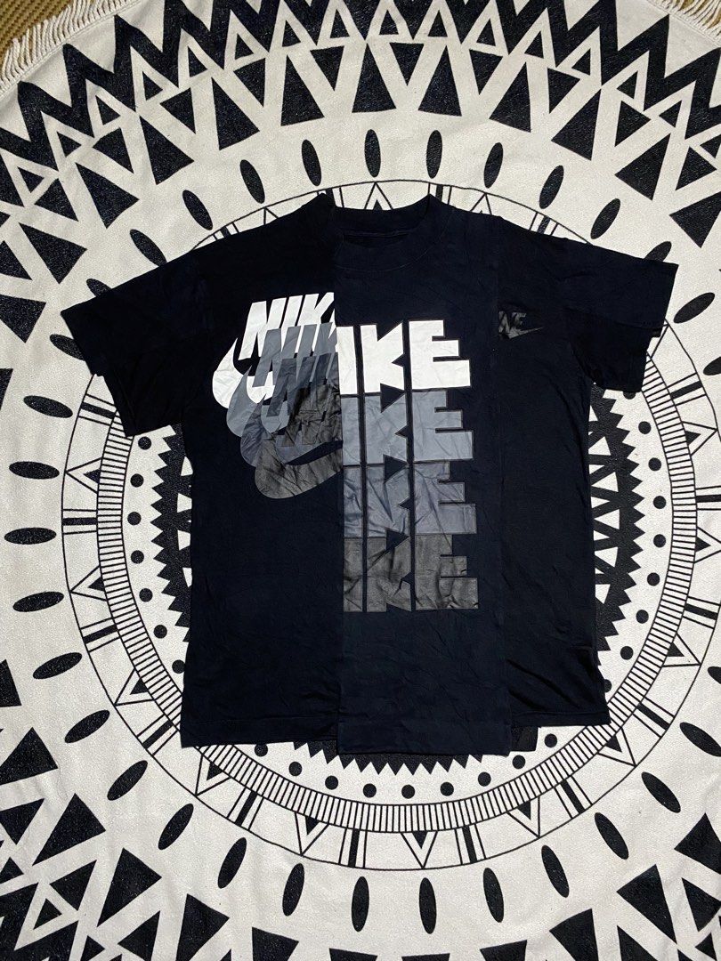 Nike x Sacai (Category: Tshirts & Polo Shirts ) located in Badiangan. Submitted by iralorana.thrift (Listing ID 1466263758, Image 1). Description: - Authentic Nike black t-shirt, style code CD6310-010 - Size: XS (fits true to size) - Design: Eye-catching white and grey gradient stacked swoosh graphic on chest - Fit: Classic crew neck and short sleeves - Condition: Excellent, with interior care and size tags attached - Perfect for casual wear and 