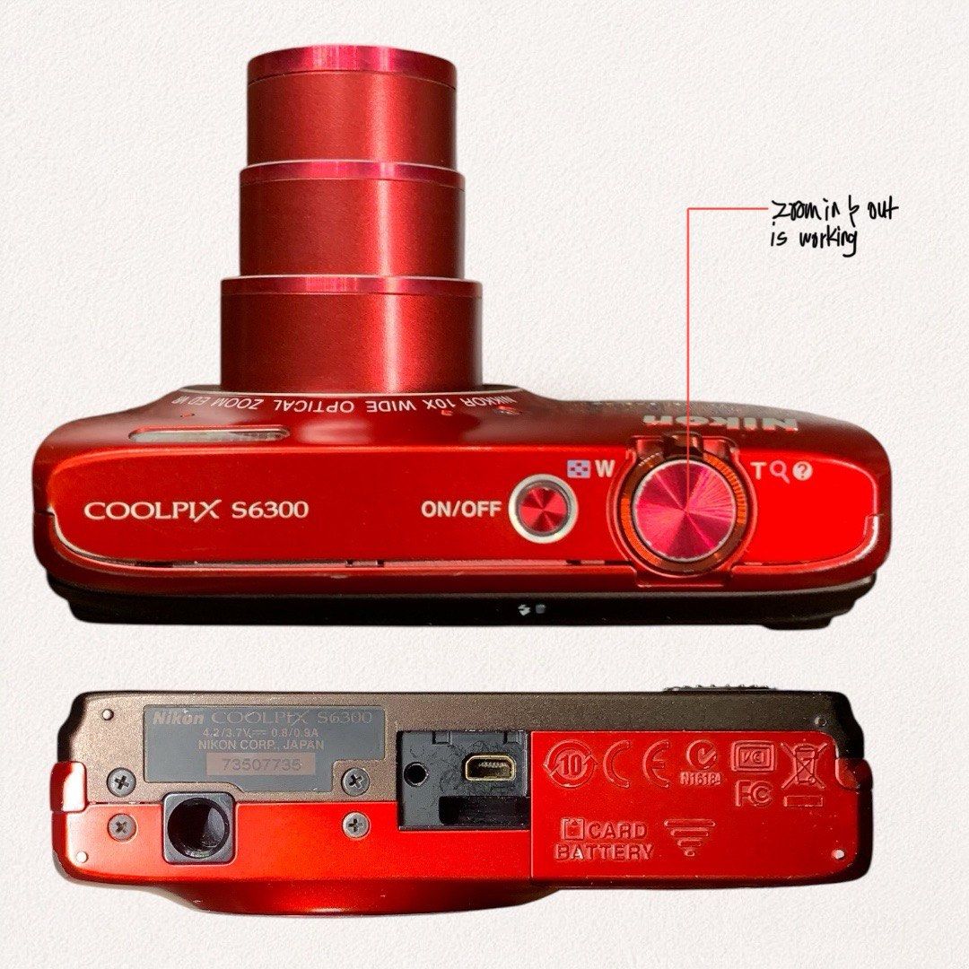 NIKON COOLPIX S6300 (Category: Cameras) located in Quezon City. Submitted by _cyberplug (Listing ID 1466294636, Image 3). Description: NIKON COOLPIX S6300 P5499 ★★★★ Body Condition ISSUE -lens curtain does not close properly (doesn’t affect the output) -lens fungus -top body is not fixed properly • 16.0 Megapixels BSI CMOS sensor • 10× optical zoom NIKKOR lens with Optical VR Image Stabilization • Contrast-detect autofocus with face detection & s