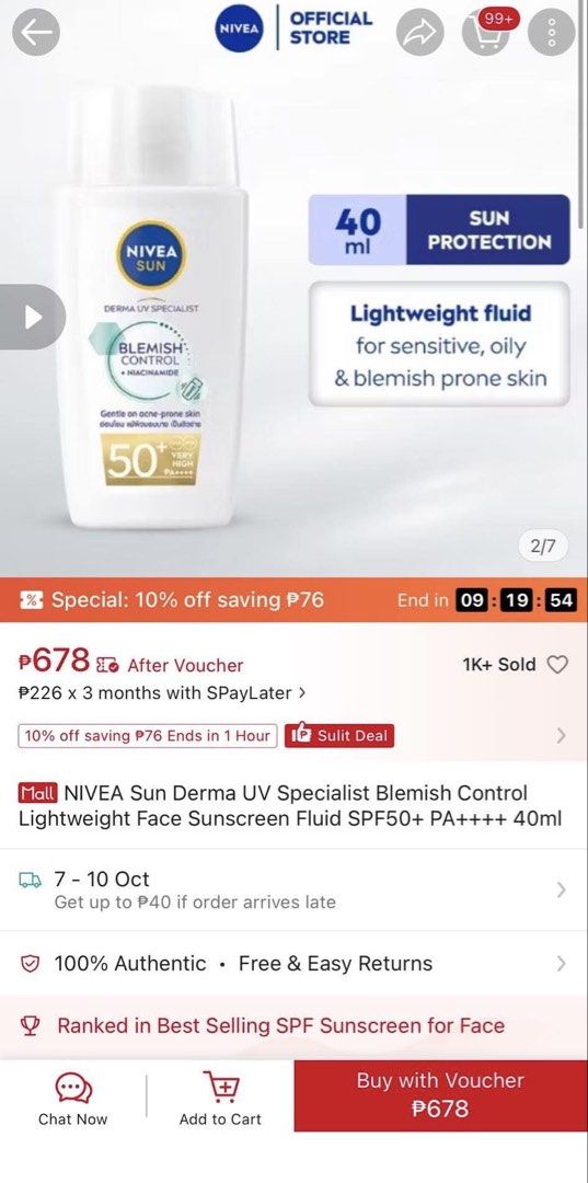 NIVEA SUNSCREEN (Category: Face Care) located in Manila. Submitted by mamaansshop (Listing ID 1466285845, Image 3). Description: BRAND NEW SEALED 2028 expiration Warehouse sale BILI NAPO 100% original .