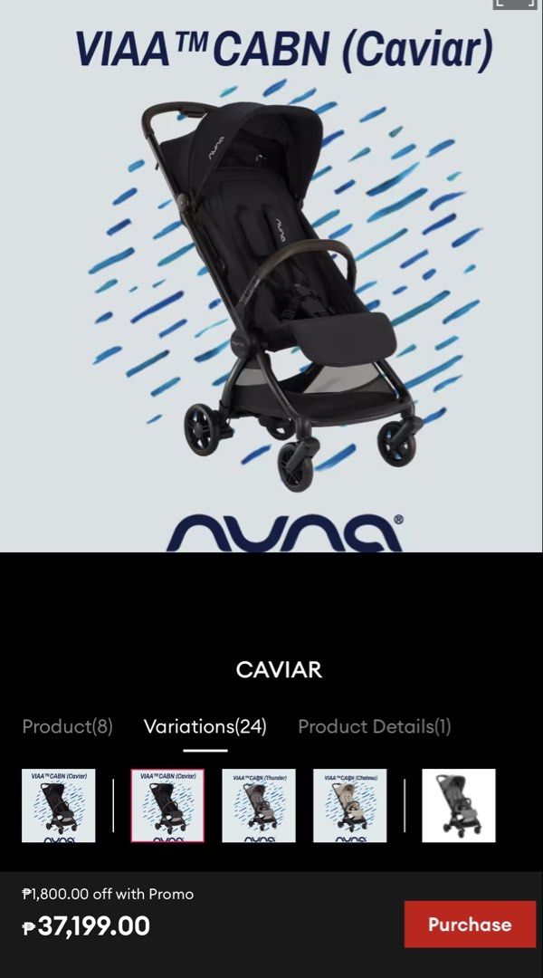 Nuna Viaa Cbn Caviar (Category: Strollers) located in Quezon City. Submitted by andieshops (Listing ID 1466161682, Image 1). Description: Selling below SRP. Ordered directly from Nuna USA for $606. Can show proof upon request. Arriving via balikbayan box. ETA PH - End Oct to Early Nov RFS: Won't arrive in time for intended travel. Buying a new one instead. Nuna newest and most compact stroller! 50% now Balance upon shipment. Willing to negotiate 
