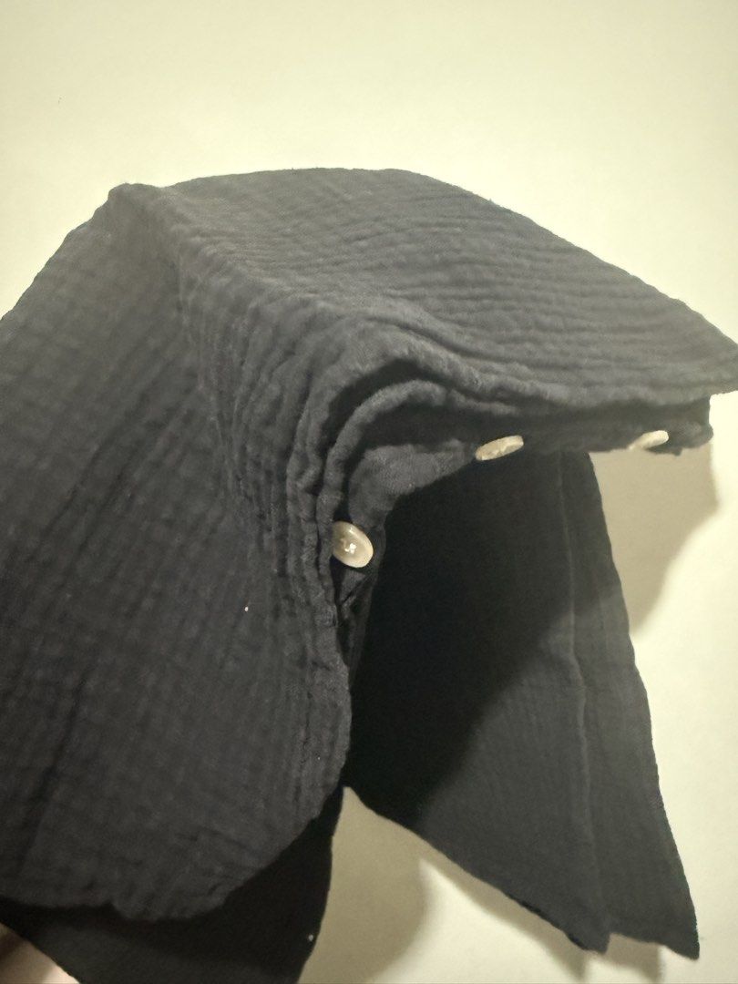 Nursing Covers PH - Multiway Nursing Poncho in Black (Category: Coats, Jackets and Outerwear) located in Manila. Submitted by vydeleon (Listing ID 1466336518, Image 2). Description: - Color: Versatile solid black - Material: Lightweight and breathable muslin gauze - Design: Poncho style with full front button placket and hood - Portability: Folds up small to fit easily in any diaper bag - Function: Provides full coverage for comfortable nursing o