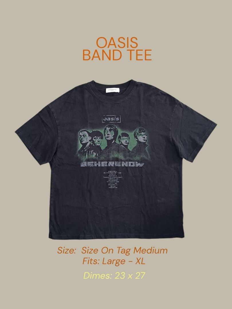 OASIS BAND TEE (Category: Tshirts & Polo Shirts ) located in Midsayap. Submitted by macoy.picker (Listing ID 1466192500, Image 1). Description: OASIS BAND TEE SIZE: Medium On Tag Fits: L-XL Dimes: 23 x 27 150+SF.