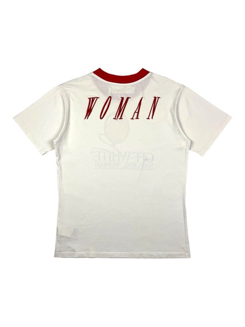 Off-White - Natural Woman Ringer Tee (Category: Tshirts & Polo Shirts ) located in Puerto Princesa. Submitted by rrugsgallery (Listing ID 1466248481, Image 2). Description: Off-White - Natural Woman Ringer Tee Tagged Size: Large Dimensions Length: 27.5 Width: 20 Condition: Excellent Color rate: 9.5 Flaws: Dot stain.