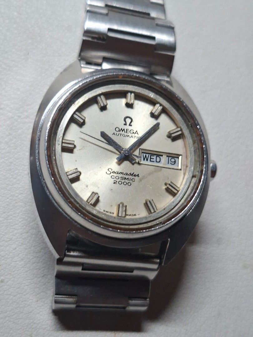 Omega Seamaster Cosmic 2000 Vintage (Category: Luxury Watches) located in Iloilo. Submitted by KCY_Timepieces (Listing ID 1466159955, Image 3). Description: Crown sometimes detaches when pulled hard, but that is the way to access the movement. Model: Omega Material: Stainless steel Color: Cream Bracelet: Omega but different model Case Size: Lug Width: Inclusions: Watch Only *********************************************** MOP: COD/COP, Bank Transf