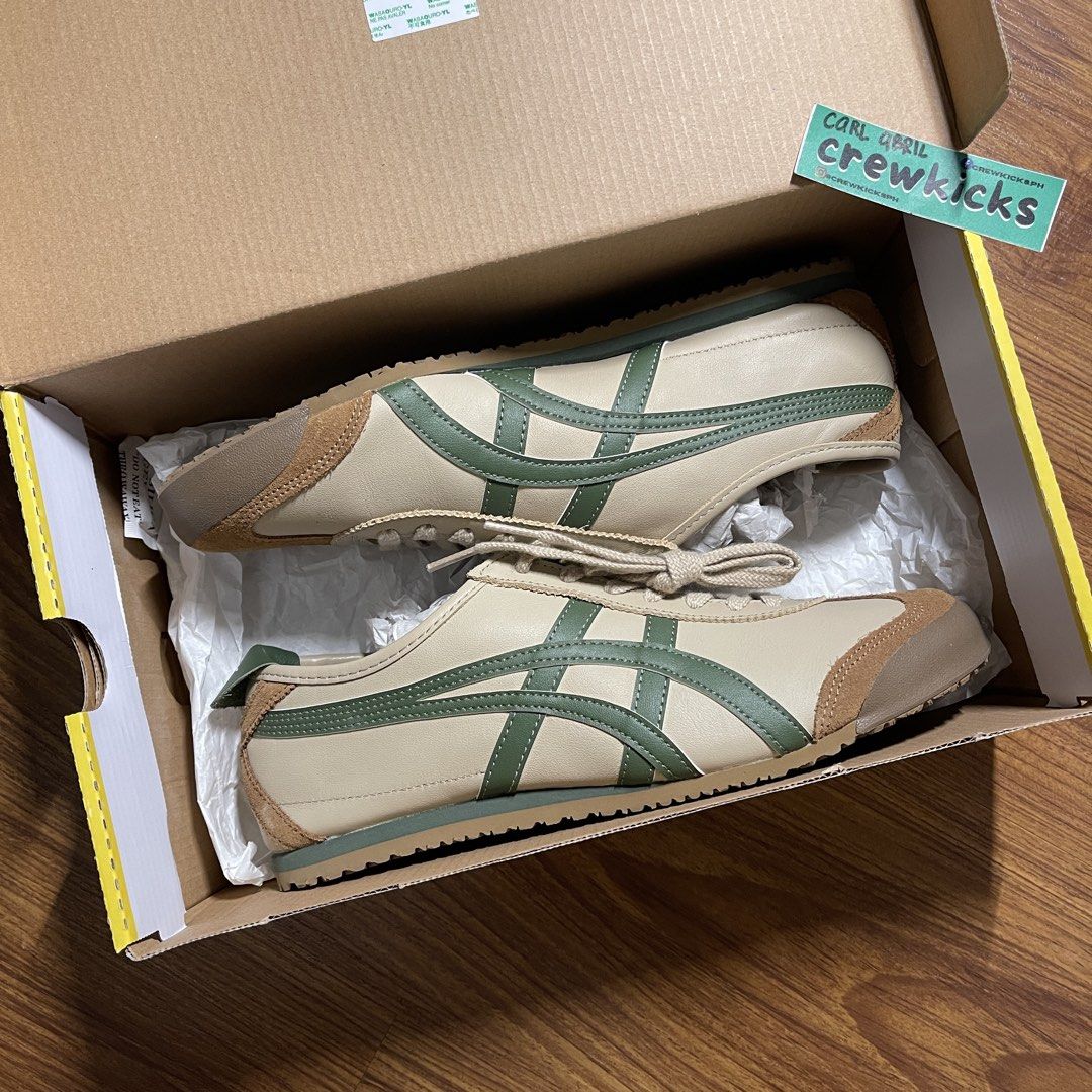 Onitsuka Tiger Mexico 66 'Beige / Grass Green' (Category: Sneakers) located in Pasig City. Submitted by crewkicks.ph (Listing ID 1466173852, Image 1). Description: Onitsuka Tiger Mexico 66 'Beige / Grass Green' Size 9 US Brand New Replacement box W/ Authenticity Certificate ₱5,998 ONLY! (Below SRP).