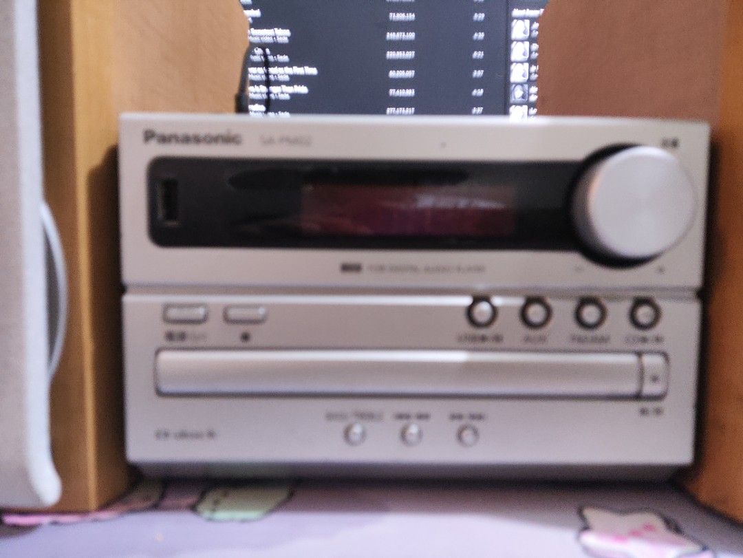 Panasonic SA-PM02 Mini Component with SB-PM300 Speakers (Category: Soundbars, Speakers & Amplifiers) located in Imus. Submitted by hibikiya (Listing ID 1466219036, Image 3). Description: Mag-basa at umintindi, nakalagay na po ang presyo at detalye sa post. Mini conponent for usb and aux use only, CD and Tuner declared not working. LCD not working. Speakers no issues, napinturahan lang yung woofer..
