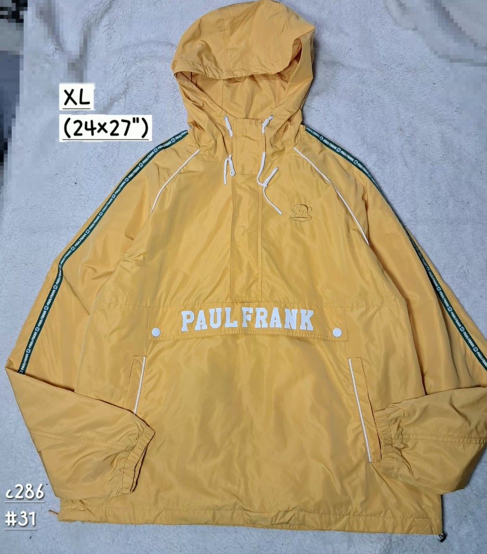 Paul frank unisex anorak jacket (Category: Coats, Jackets and Outerwear) located in Baguio. Submitted by mishmashfritz (Listing ID 1466163823, Image 1). Description: like new, thrifted needs wash, no flaws, one side zippered, adjustable hem, 2 front pockets, water repellent, with lining, l to xl,.