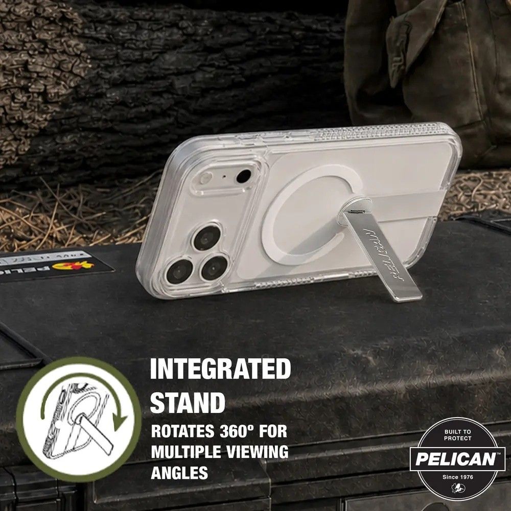 Pelican – iPhone 18 Pro Max / 17 Pro Max 手機殼 Protector Magsafe磁吸手機套 旋轉支架 360°全包圍 軍規級防摔保護套 – 透明 （分類：電子書閱讀器）位於 Hong Kong。 由 gadgetexpress 提交（商品編號 1466203773，圖片 3）。簡介： 16 英尺（4 倍）軍規級跌落保護 超強力磁鐵支援 MagSafe 充電和配件 手機支架 雙層超薄結構 360 度全方位加強保護與減震 防刮塗層 超清透亮，採用抗黃變技術 側邊紋理設計，增強握持感 相容於 iPhone 18 Pro Max / 17 Pro Max。