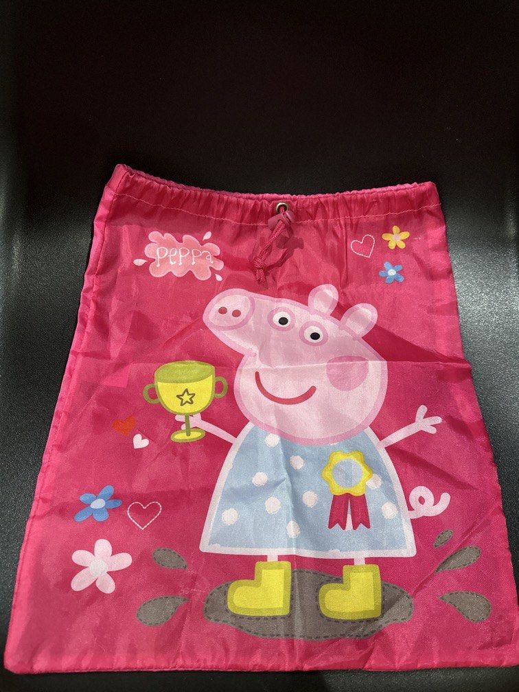 Peppa Drawstring Bag (USED) (Category: Other Babies Going Out Needs) located in Manila. Submitted by krystalchewey_ (Listing ID 1466231219, Image 1). Description: Used Actual Photo Posted 89php Peppa Drawstring .