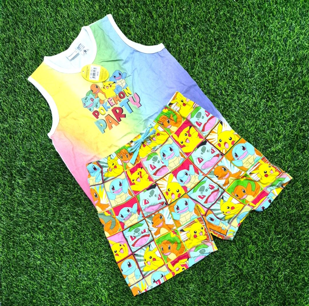 Peter Alexander Pokémon Kids Pyjama Set (Category: Babies & Kids Fashion) located in Antipolo. Submitted by saribymonica (Listing ID 1466309777, Image 2). Description: Lightweight, breathable fabric blend typically used for summer sleepwear Size: Kids Size 14 (as indicated on the original yellow retail hangtag).