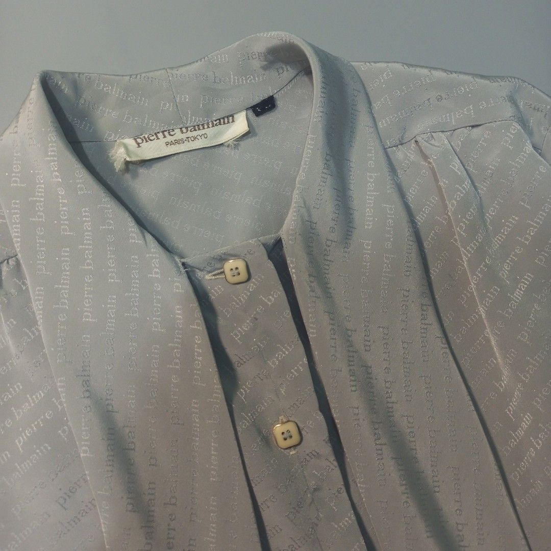 Pierre Balmain Paris Tokyo Monogram Silk Blouse (Category: Blouses) located in Calamba. Submitted by closet_from_the_past (Listing ID 1466289434, Image 2). Description: Vintage Pierre Balmain Monogram Tie Neck - Size Medium (19.5 by 25.5) ​ - In Prestine Condition ​ - No issue ​ - Authentic 💯.