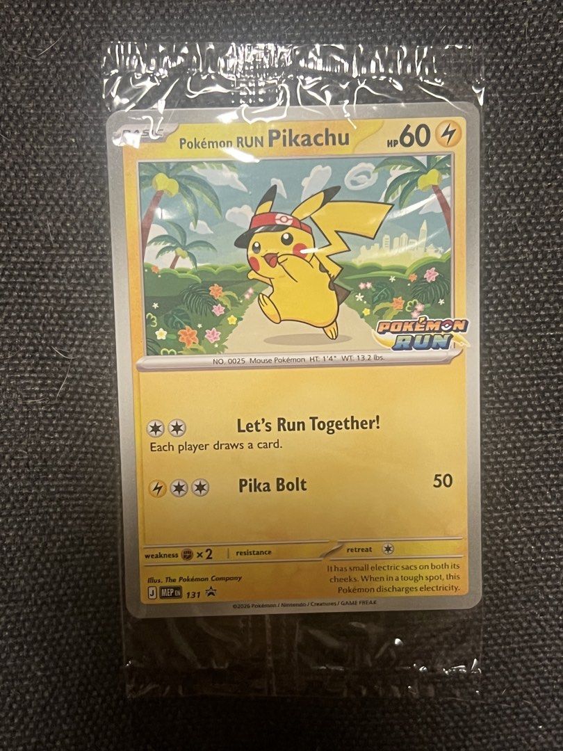 Pikachu 131 Rare (Category: Raw Singles) located in Caloocan City. Submitted by keenforest-c0155b (Listing ID 1466285873, Image 1). Description: Exclusive Pokémon RUN 30 Pikachu card..