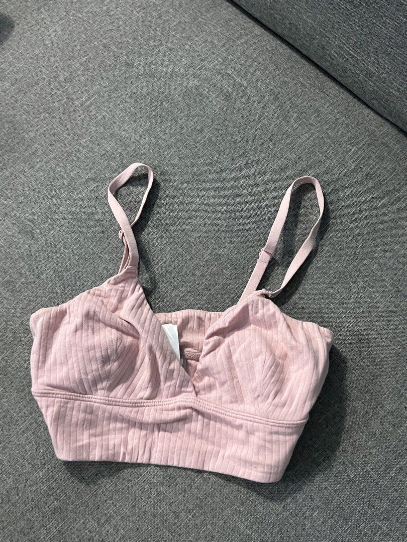 Pink Ribbed Crop Top Bralette (Category: Sleeveless) located in Angeles City. Submitted by pmuffy24 (Listing ID 1466326273, Image 2). Description: 80 EACH - Color: Pink - Style: Ribbed crop top with V-neck and adjustable straps - Material: Soft and stretchy fabric - Fit: Cropped length, pairs well with high-waisted jeans or skirts - Condition: Washed and stored cleanly.