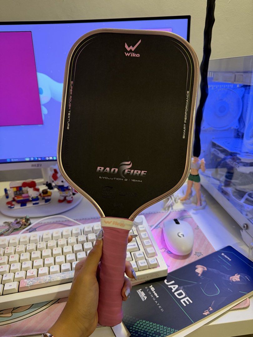 Pink Wika Bao Fire Evolution 2 (Category: Racket and Ball Sports) located in Manila. Submitted by studentpreloved (Listing ID 1466330004, Image 1). Description: - only used for 2 mos - with free new overgrip (blue) - rfs: upgraded paddle.