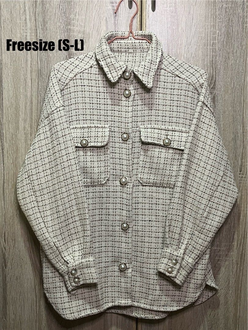 Plaid Faux Pearl Button Jacket (Category: Coats, Jackets and Outerwear) located in Baguio. Submitted by mitamokiku (Listing ID 1466300482, Image 1). Description: .