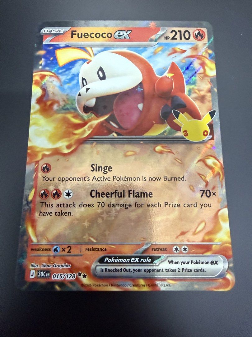 Pokemon Card: Fuecoco EX [30th Celebration] (Category: Raw Singles) located in Pasig City. Submitted by justforfun-collectibles (Listing ID 1466330729, Image 1). Description: .