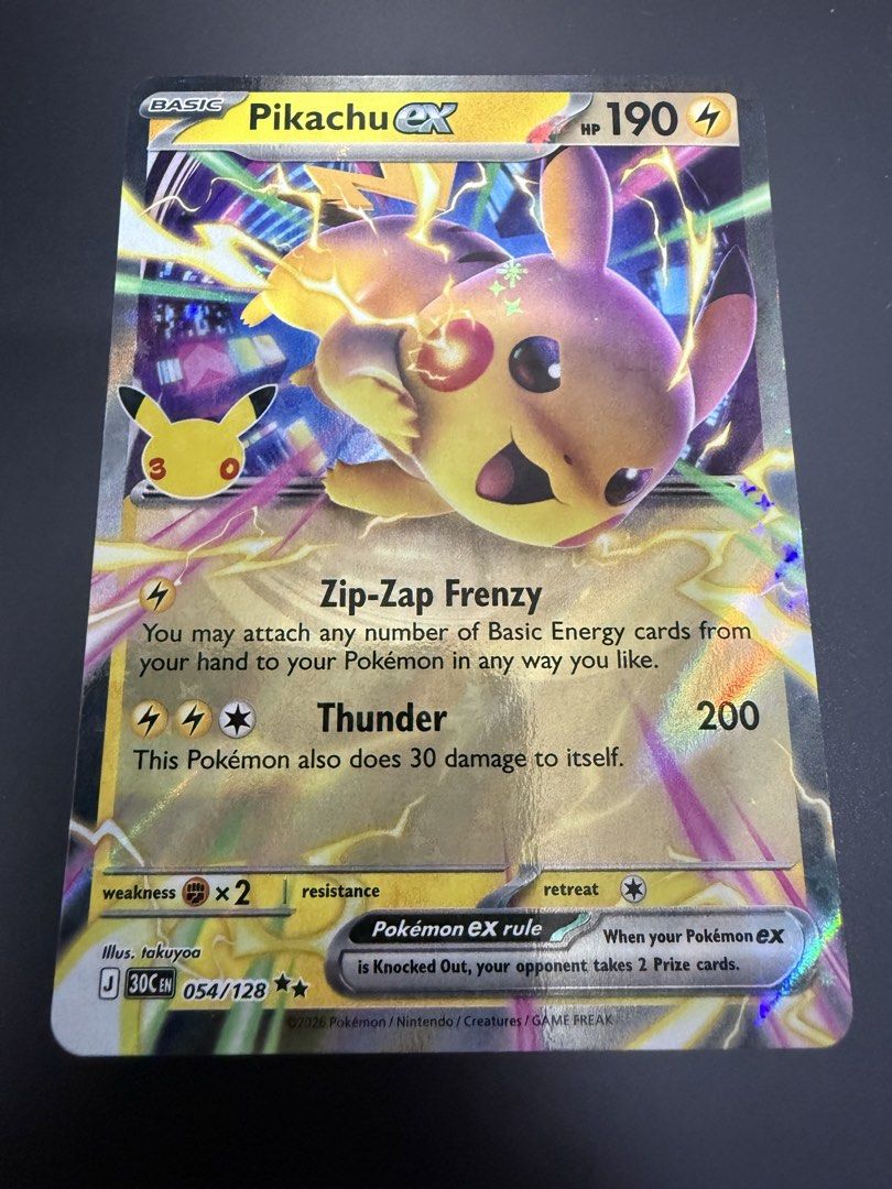 Pokemon Card: Pikachu EX [30th Celebration] (Category: Raw Singles) located in Pasig City. Submitted by justforfun-collectibles (Listing ID 1466330702, Image 1). Description: .