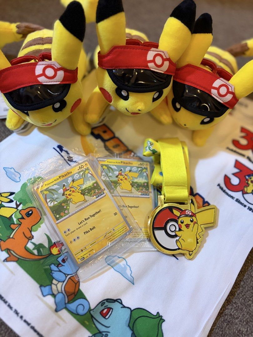 Pokemon Run 30 Items (Category: Character Goods) located in Paranaque City. Submitted by whale42 (Listing ID 1466293336, Image 1). Description: PM your best offer for any of these Race Finisher Items • 2 complete sticker sets (all regions + mew) • 2 canvas tote bags • 1 finisher medal • 2 SEALED gym badge pins • 2 Pokemon run Pikachu promo cards - 8,500 each Premium Race Kit Items • 3 drawstring bags • 3 SEALED/UNUSED Poke ball phone case arm ban