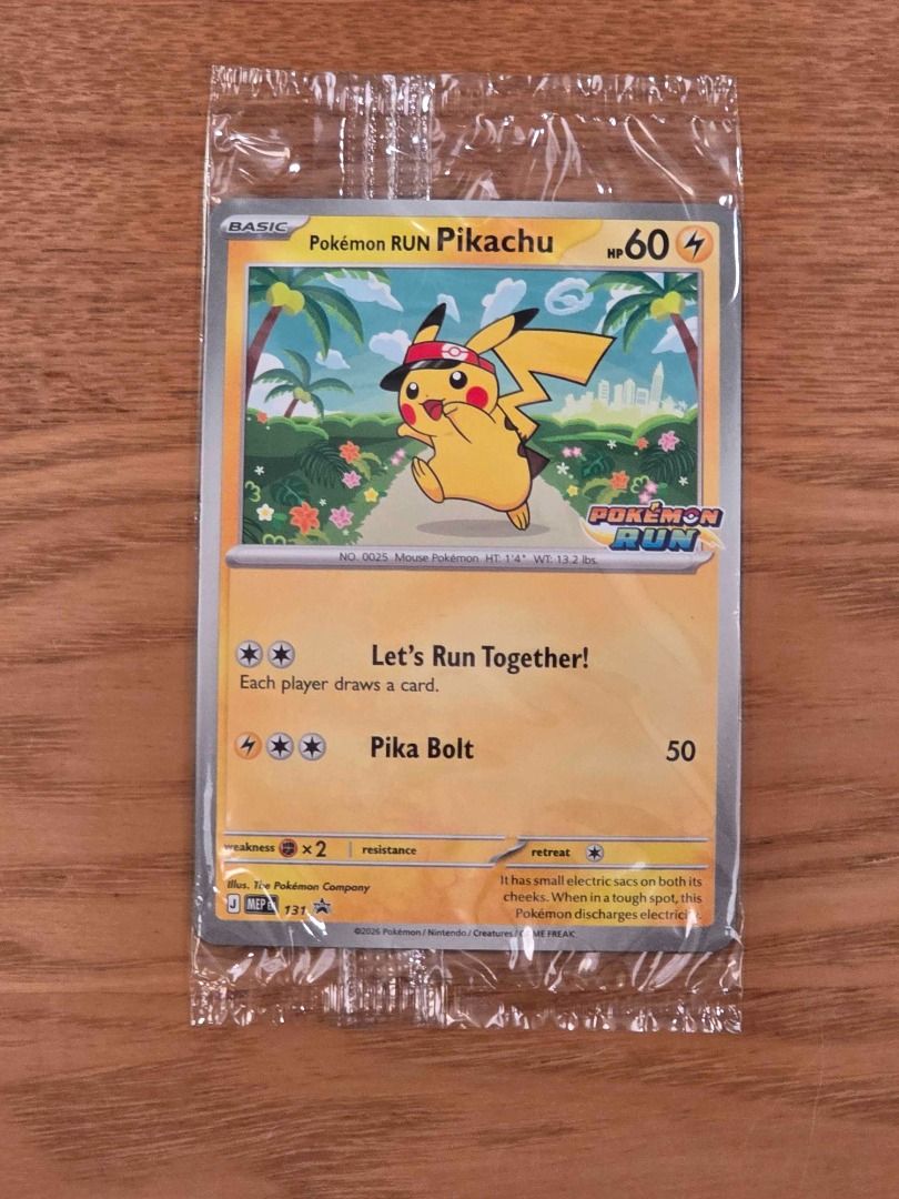 Pokémon RUN Pikachu 131 (Category: Raw Singles) located in Mandaluyong City. Submitted by jettolim (Listing ID 1466321837, Image 1). Description: Price slightly negotiable. Original event-sealed packaging. Never removed from packaging since receiving at Pokémon RUN Philippines. .