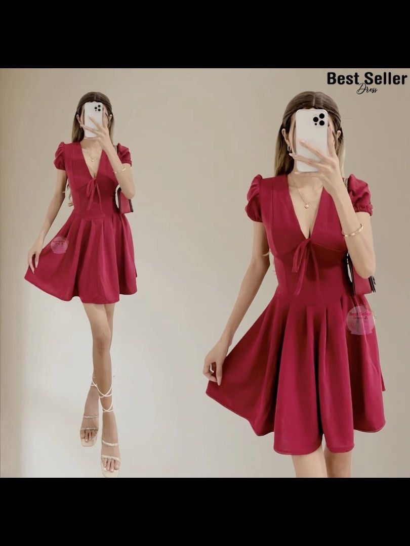 (Pre-Loved) Maroon Mini Dress (Category: Dresses) located in Quezon City. Submitted by ilyoongiii (Listing ID 1466301450, Image 1). Description: - Size: XS - M - pay as you order (listed price + delivery fee) - rfs: didn’t fit me .
