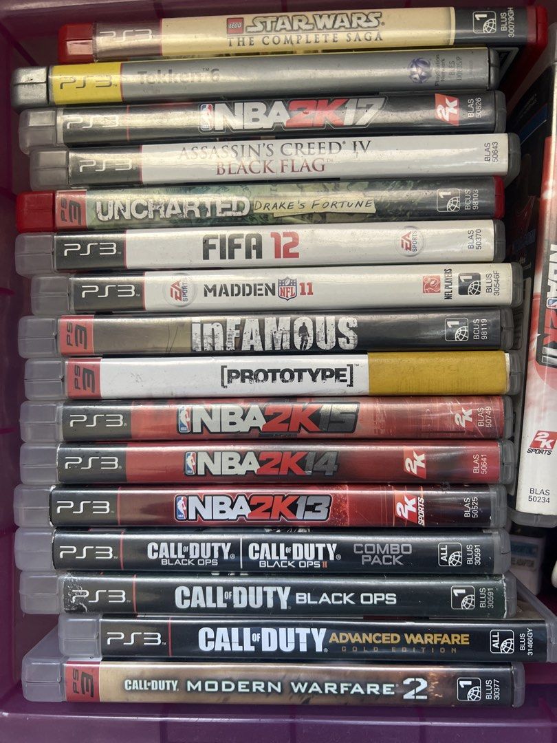 PS3 Games (Category: PlayStation) located in Paranaque City. Submitted by paranaquefinds (Listing ID 1466185899, Image 1). Description: - Massive PS3 game collection, perfect for starting or expanding your library all at once - Includes popular titles: Call of Duty Black Ops, NBA 2K11 to 2K17, Assassin's Creed IV Black Flag, Uncharted Drake's Fortune, and more - Sports and action favorites included: FIFA 12, Madden 11 & 10, Infamous, Prototype, a