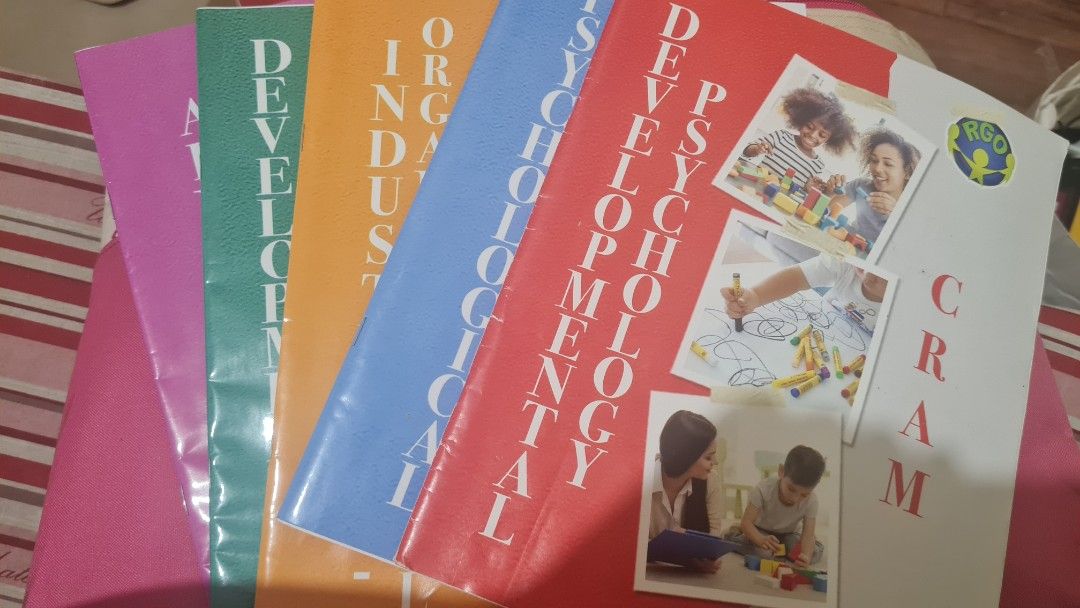 Psychology Reviewer CRAM Pack Set (Category: Textbooks) located in Manila. Submitted by sayuyunara (Listing ID 1466236877, Image 1). Description: - Covers developmental, industrial, and organizational psychology.