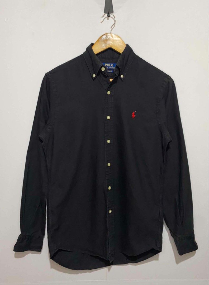 Ralph Lauren Button Down Oxford Long Sleeve (Category: Formal Shirts) located in Manila. Submitted by weepuppey (Listing ID 1466276403, Image 2). Description: - Brand: Polo Ralph Lauren - Style: Classic fit button-down shirt -Color rate: 10/10 -Excellent Condition, Good as new -Authentic 100% authentic - Size: XS fits medium to slim fit large -19.5x27 - Color: Black with red embroidered logo on chest - Material: 100% cotton - Features: Long sleev