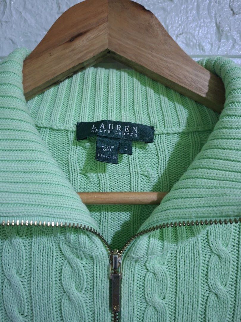 Ralph Lauren Knitted Zip Up Jacket (Category: Coats, Jackets and Outerwear) located in Bulacan. Submitted by bleue.finds (Listing ID 1466299718, Image 3). Description: Ralph Lauren Knitted Zip Up Jacket 21 - width ( stretchable ) 26.5 - length ( stretchable ) no issue as new good condition .