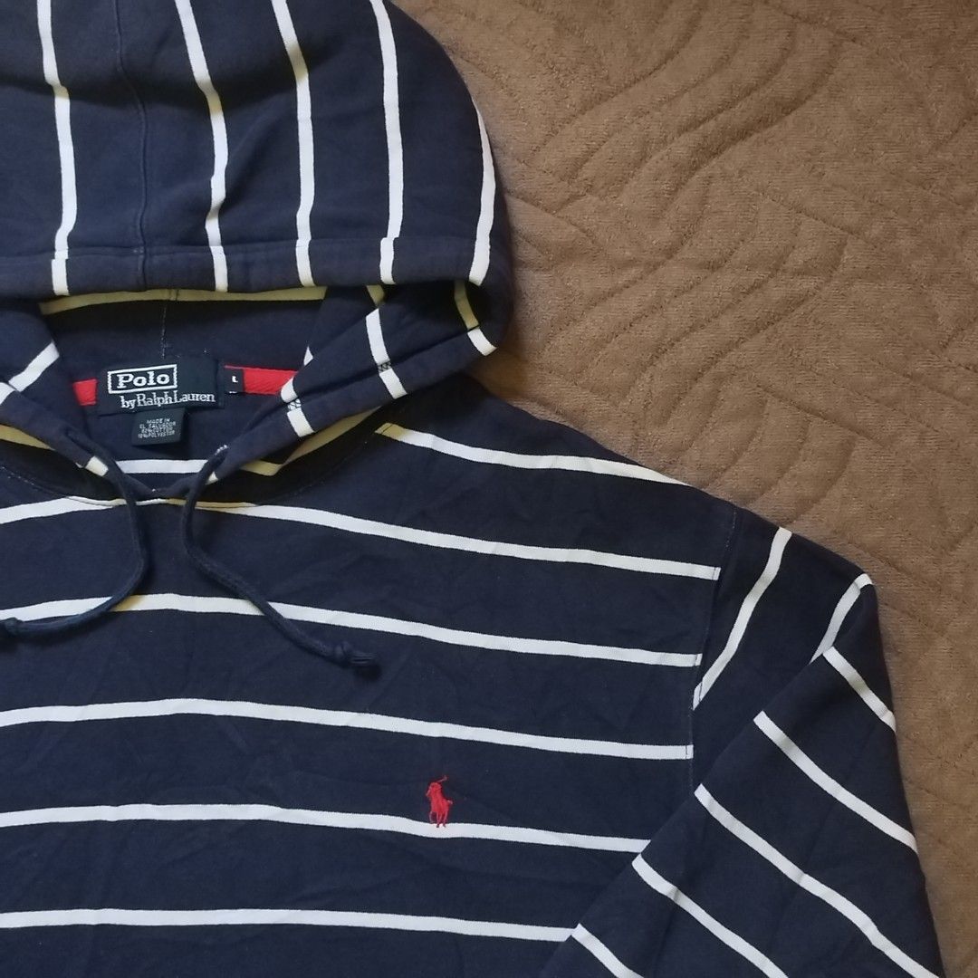 Ralph Lauren Stripe Hoodie (Category: Hoodies) located in Davao. Submitted by giyuu06 (Listing ID 1466315129, Image 2). Description: Ralph Lauren Stripe Hoodie | LARGE | Excellent Condition L 28 W 25 SL 26.