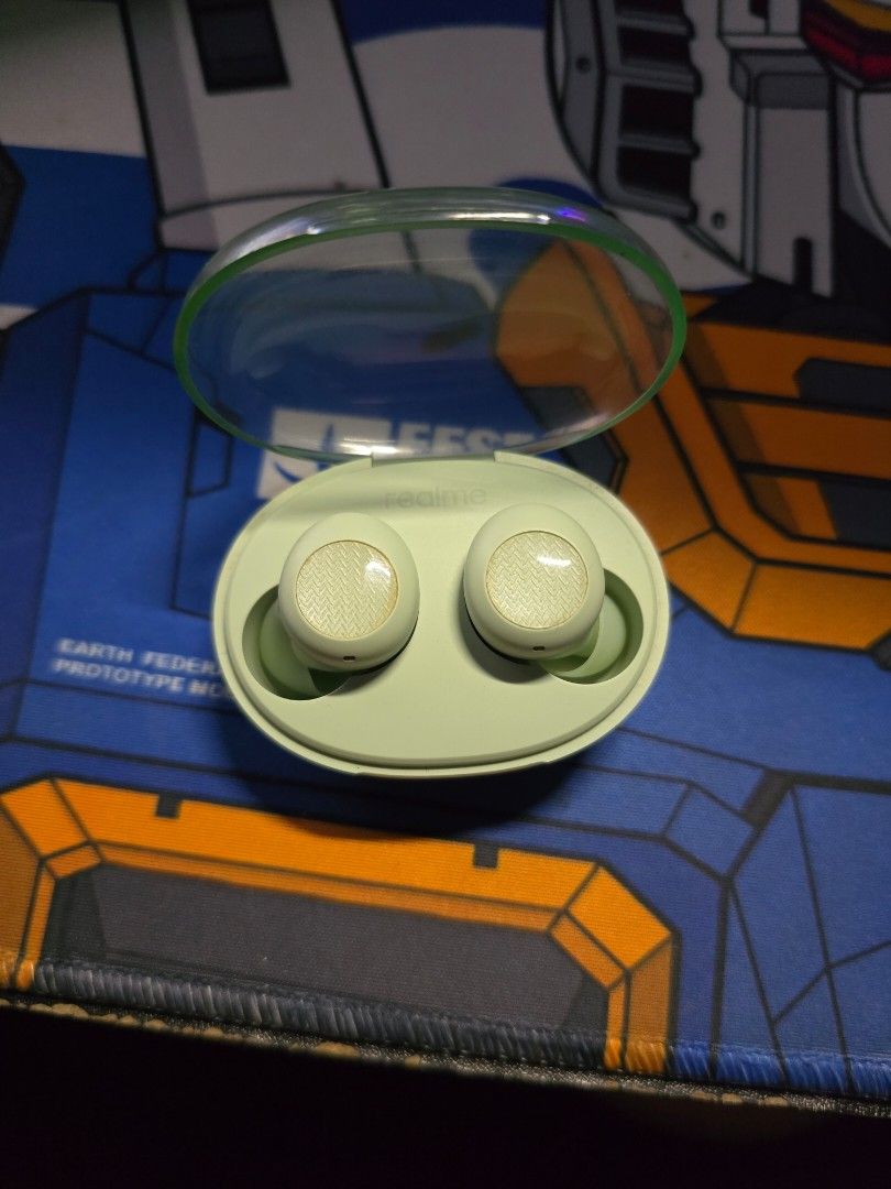 Realme Buds Q2s For Sale RUSH (Category: Earphones) located in Binan City. Submitted by hashira_1230 (Listing ID 1466294162, Image 2). Description: Used for a year. Rfs: Upgrade Can do meetup (Carmona only) Lalamove/LBC COP • Battery Life: Up to 30 hours total playback (7 hours in earbuds, 23 hours in case) • Fast Charging: 10-minute charge = 3 hours of playback (USB Type-C) • Audio Driver: 10mm Dynamic Bass Boost drivers with Dolby Atmos support